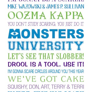 Monsters University Subway Art, 11x14 Digital Print