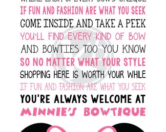 Minnie&#39;s Bowtique Song Subway Art, 8x10 Digital Print