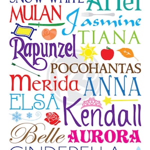 Personalized Disney Princess Name Subway Art