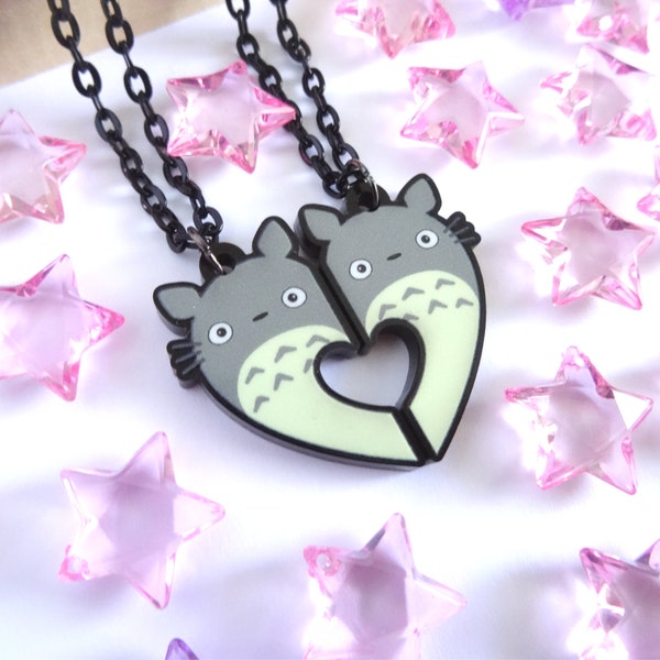 Totoro Half Heart BFF Necklace Set