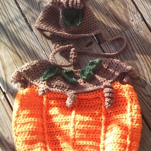 Pumpkin Costume Crochet Pattern, Halloween, Digital download only, infant, toddler image 6