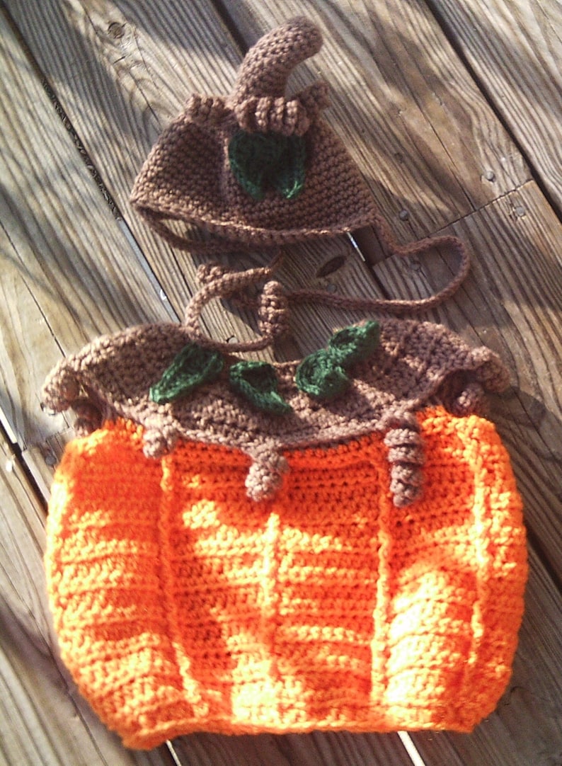 Pumpkin Costume Crochet Pattern, Halloween, Digital download only, infant, toddler image 6