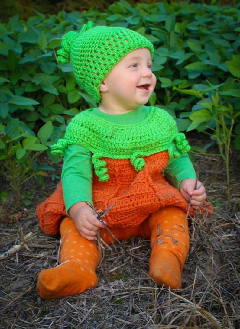 Pumpkin Costume Crochet Pattern, Halloween, Digital download only, infant, toddler image 2
