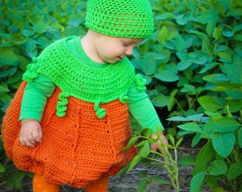 Pumpkin Costume Crochet Pattern, Halloween, Digital download only, infant, toddler