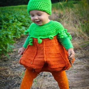 Pumpkin Costume Crochet Pattern, Halloween, Digital download only, infant, toddler image 3