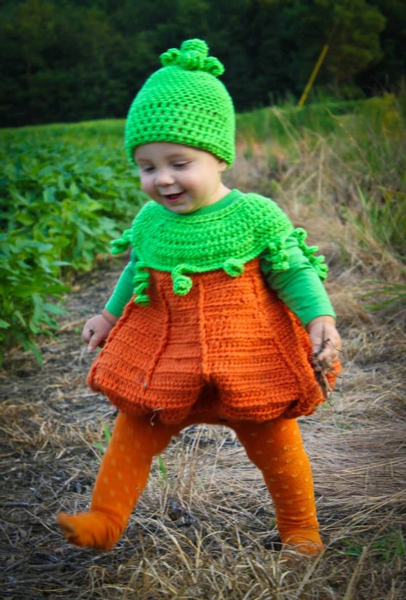 Pumpkin Costume Crochet Pattern, Halloween, Digital download only, infant, toddler image 3