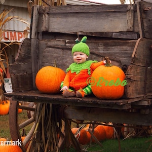 Pumpkin Costume Crochet Pattern, Halloween, Digital download only, infant, toddler image 5