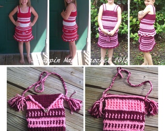 Serenity Trio Pattern Pack - Crochet Pattern includes skirt, top and purse ~ girls