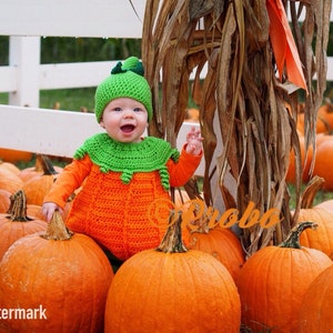 Pumpkin Costume Crochet Pattern, Halloween, Digital download only, infant, toddler image 7