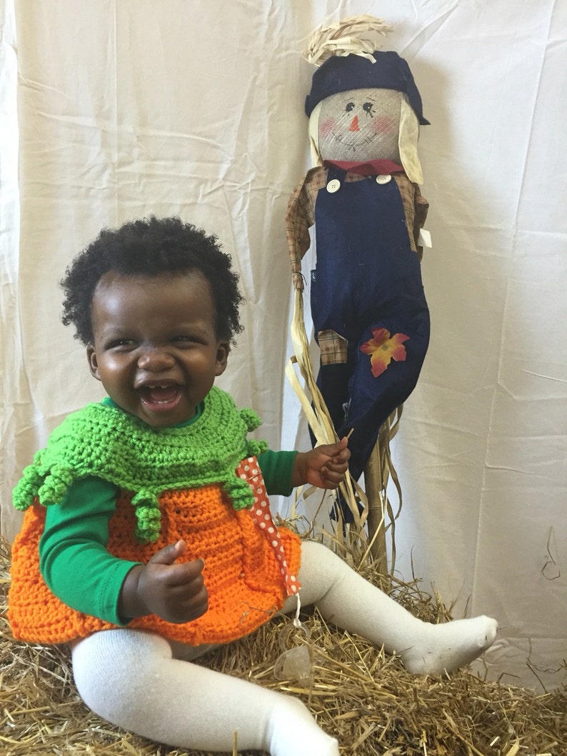 Pumpkin Costume Crochet Pattern, Halloween, Digital download only, infant, toddler image 4