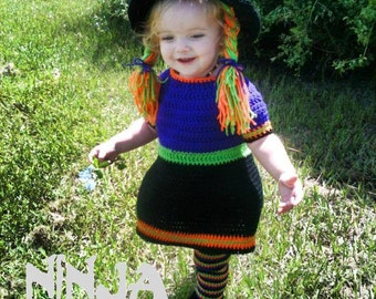 Lil' Witch Costume Crochet Pattern, toddler, Halloween, Digital Download