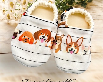 Dogs Baby Crib Shoes, Handmade Soft Sole Moccasin Booties