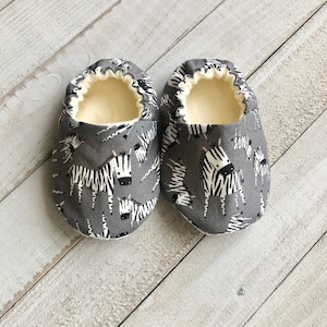 Zebra Print Baby Moccasins: Soft Sole Crib Shoes, Anti-Slip