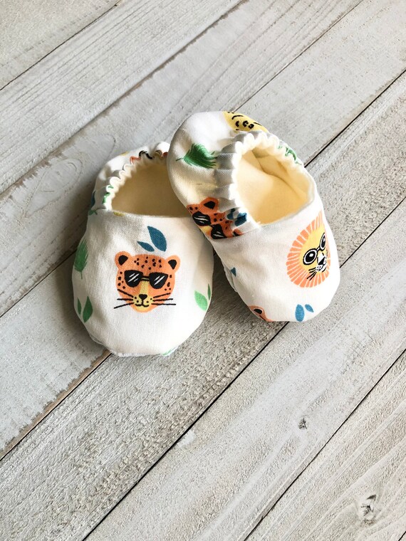 Big Cat With Sunglasses Crib Shoes Tiger Lion Baby Shoes Toddler Shoes Moccasins Baby Booties Baby Slippers Fabric Shoes Etsy
