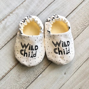 Wild Child Crib Shoes, Baby Shoes, Toddler Shoes, Moccasins, Baby Booties, Baby Slippers, Fabric Shoes, Stay On Shoes