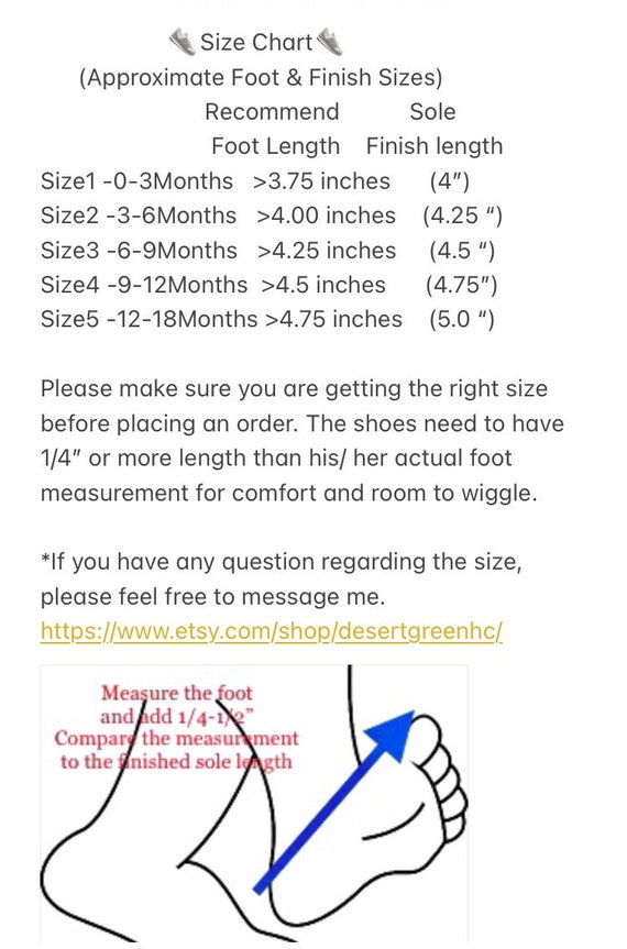 Feet Baby Bootie Measurements Crochet Bootie Size Chart 2025
