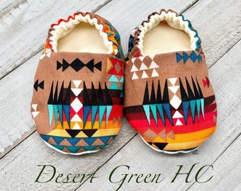 Southwest Baby Booties, Aztec, Crib Shoes, Baby Shoes, Moccasins, Stay on Shoes, Toddler Shoes, Slippers