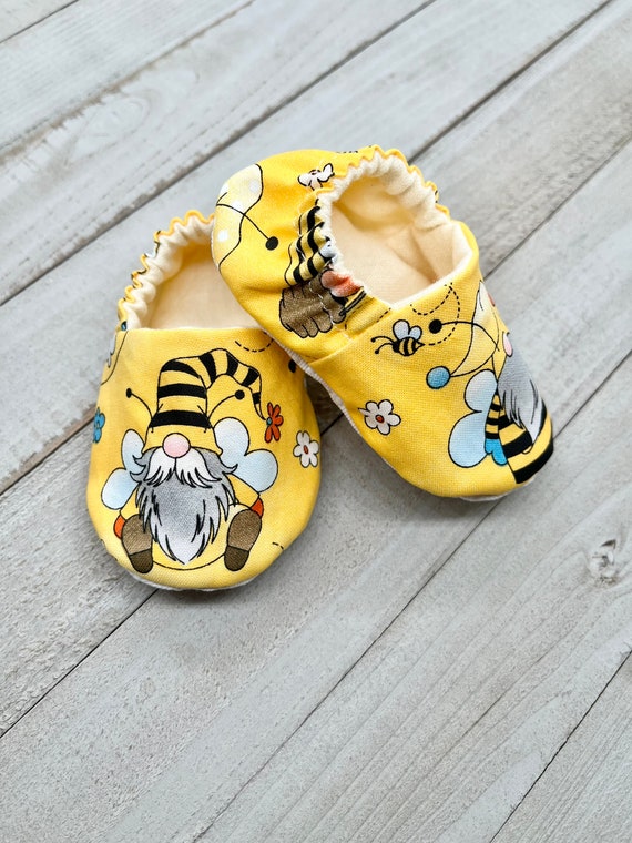 Gnome Bee Baby Moccasins Crib Shoes Baby Shoes Baby Booties Slippers Toddler Shoes Stay on Shoes Etsy