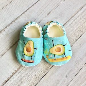 Avocado Workout Baby Moccasin Crib Shoes, Baby Slippers, Soft Sole Fabric Shoes, Baby Stay On Shoes, Baby Shower Gift