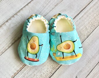 Avocado Baby Shoes, Soft Sole Crib Slippers, Baby Shower Gift