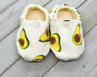 Avocado Baby Moccasins, Soft Sole Crib Shoes