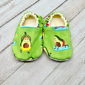 Avocado Yoga Baby Shoes, Baby Moccasins, Crib Shoes, Baby Booties, Stay on Shoes, Gift for Baby, Slippers