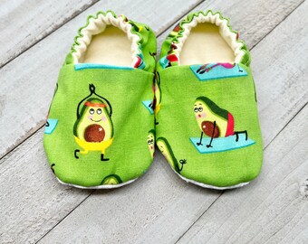 Avocado Yoga Baby Moccasins, Soft Sole Crib Shoes