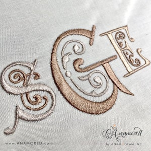 4 sizes Damask Machine Embroidery Font Monogram Alphabet - 4 Sizes 1.5", 2.5", 3.5", 4.5", BX font
