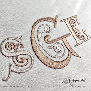 4 sizes Damask Machine Embroidery Font Monogram Alphabet - 4 Sizes 1.5", 2.5", 3.5", 4.5", BX font