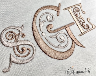 2 sizes Small Damask Machine Embroidery Font Monogram Alphabet - 1.5" & 2.5"