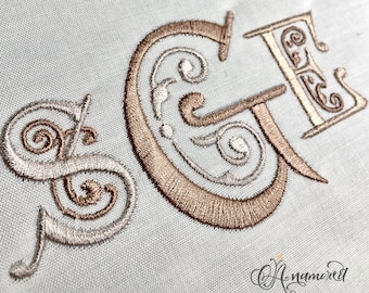 4 sizes Damask Machine Embroidery Font Monogram Alphabet - 4 Sizes 1.5", 2.5", 3.5", 4.5", BX font