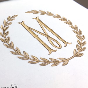 Wheat Laurel  Monogram  Frame, Embroidery Design Pattern for Embroidery Machine | Instant Download