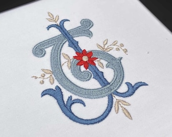 Interlocking J and T Embroidery Monogram Design / Machine Embroidery File / JT, TJ