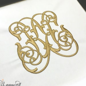 機械刺繍用のKとKの刺繍モノグラムデザイン | KK 2文字のヴィンテージイニシャル