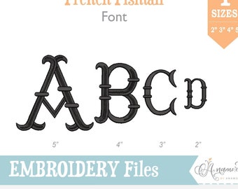 4 sizes (2 - 5 inch) French Fishtail Machine Embroidery Font Monogram Alphabet -  BX font