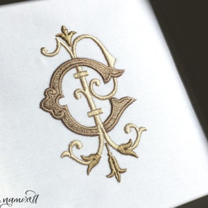 Interlocking CP or PC Monogram Embroidery Design / Machine Embroidery File /  P and C Interlocking Embroidery Monogram