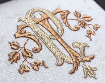 Interlocking T and P Embroidery Monogram Design for Machine Embroidery | TP, PT monogram initials