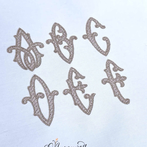 Firenze Motif Embroidery Monogram Font, 26 letters,  Embroidery font for embroidery machines. BX font, Lace motif fill