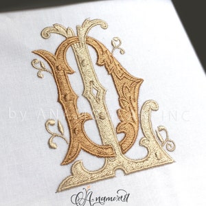機械刺繍用の連結 D と L の刺繍モノグラム デザイン | DL、LD モノグラム イニシャル