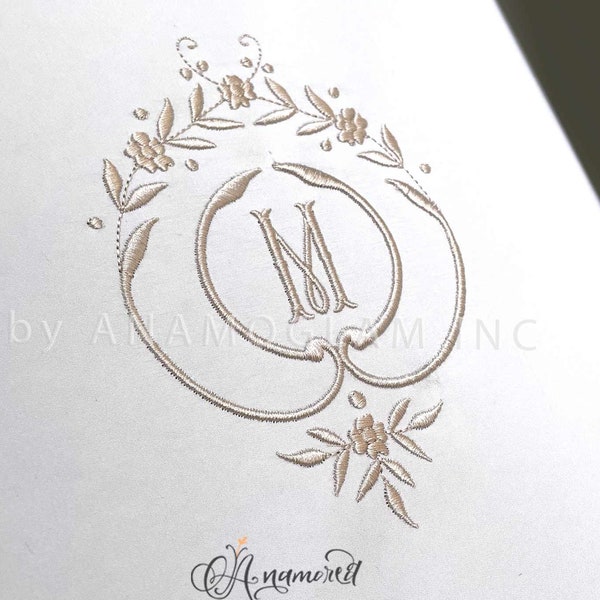 Floral Monogram Frame / Crest, Embroidery Design Pattern for Embroidery Machine | Instant Download