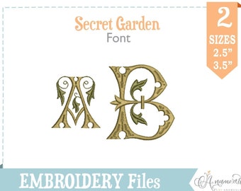 Secret Garden Embroidery Monogram Font for Embroidery Machines- 2 Sizes 2.5" and 3.5"