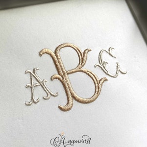 3 sizes Small Italian Fishtail Machine Embroidery Font Monogram Alphabet 1, 2 & 3 inch, BX font image 1