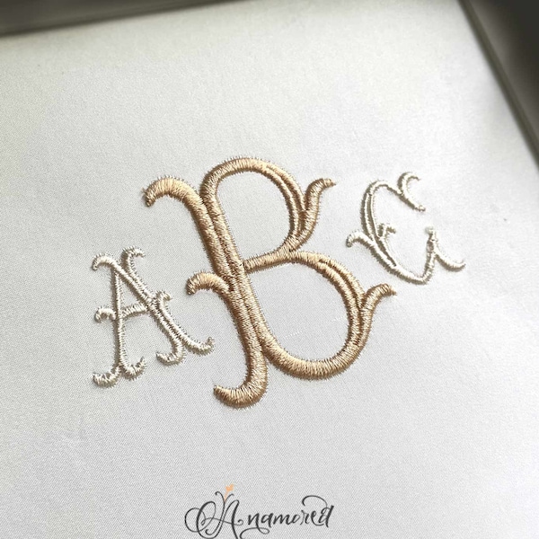 3 sizes (Small) Italian Fishtail  Machine Embroidery Font Monogram Alphabet - 1", 2" & 3" inch, BX font