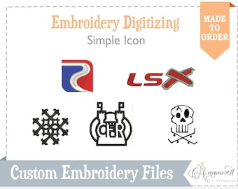 Simple Icon Logo -  Custom Embroidery Digitizing - Made to order