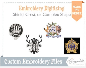 Custom Embroidery Digitizing - Emblems, Coats, Heraldic symbols, Insignias, Crests, Shields,  or Complex logos. Made to order
