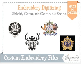 Custom Embroidery Digitizing – Heraldic Crest, Shield, Logo