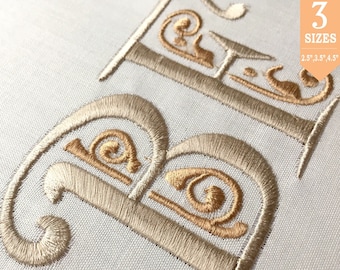 3 sizes Medium Damask Machine Embroidery Font Monogram Alphabet - 3 Sizes 2.5", 3.5", 4.5", BX font