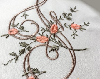 2 sizes: 3" and 4" Fancy Floral Vine Monogram  Embroidery Font for Embroidery Machine/ BX font / Antique Victorian Antique Font