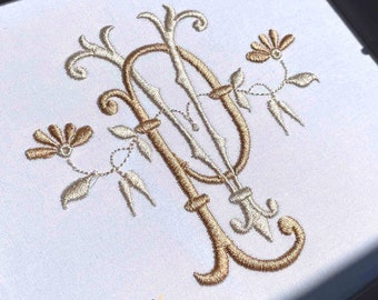 Interlocking P and V Embroidery Monogram Design for Machine Embroidery | PV, VP