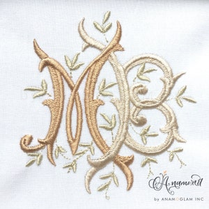 Interlocking M and B Embroidery Monogram Design for Machine Embroidery ...